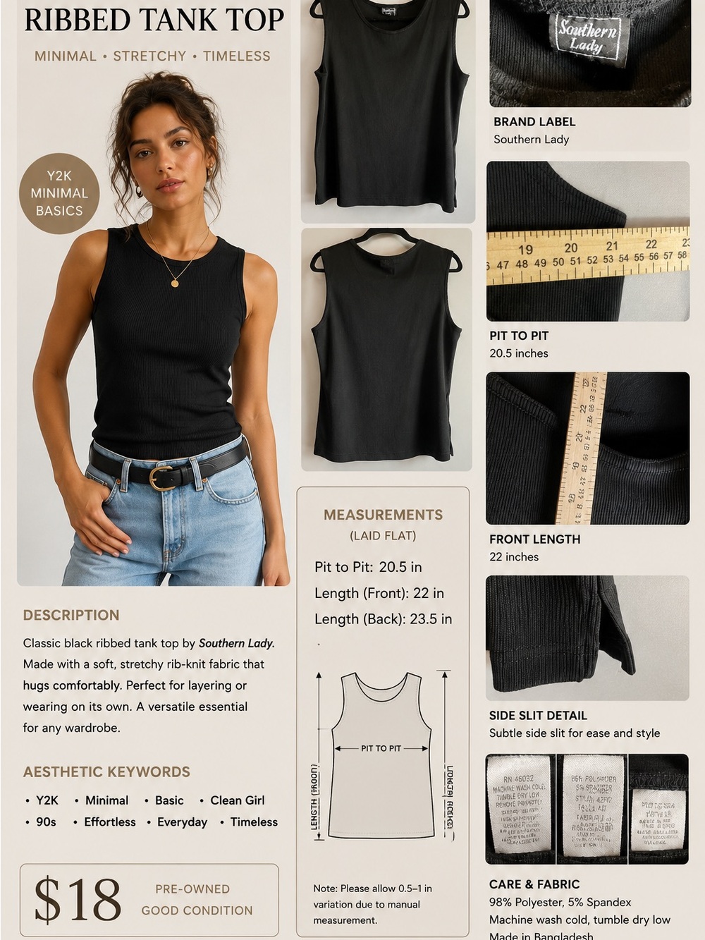 Southern Lady Black Garment Label